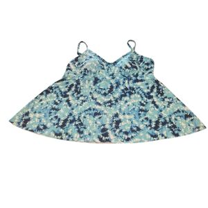 Croft & Barrow Blue White Tie-Dye Women's Swim Top Size Large